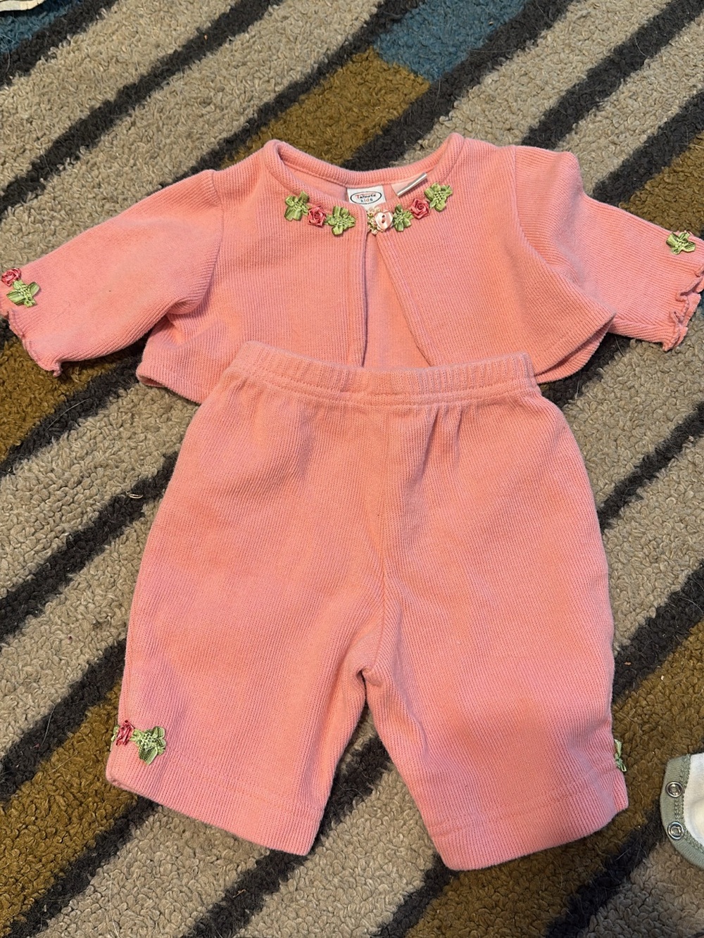 Pink Girls' Knit Shorts - Floral Accent
